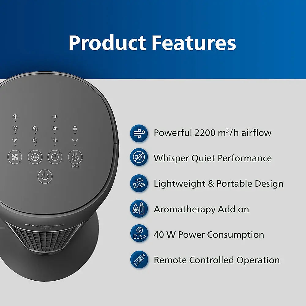 Tower Fan Philips High Performance Bladeless Technology Tower Fan with Touchscreen Panel and Remote Control - CX5535/11