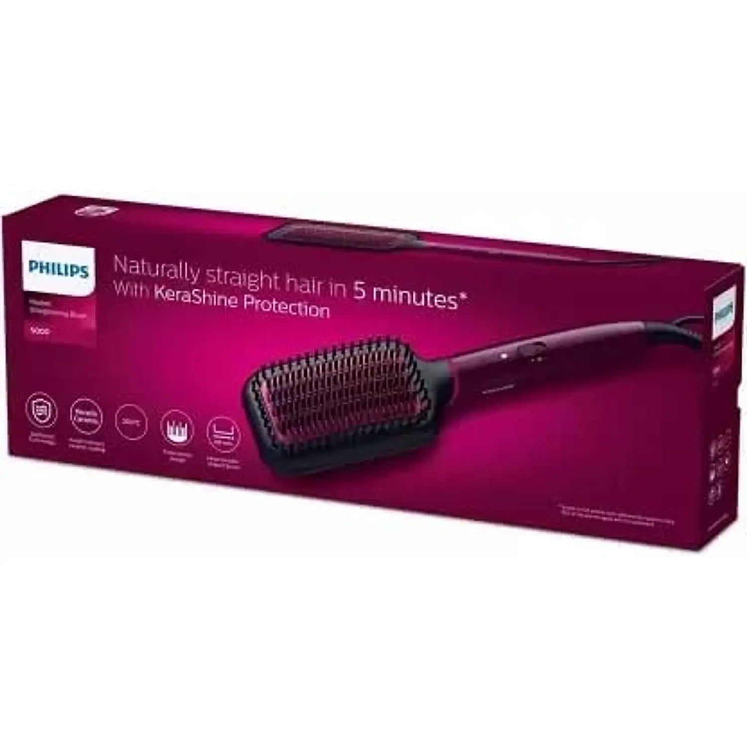 Hair Straightening Brush Philips with Silk Protect Technology I Naturally Straight hair in 5 Mins I BHH730/00