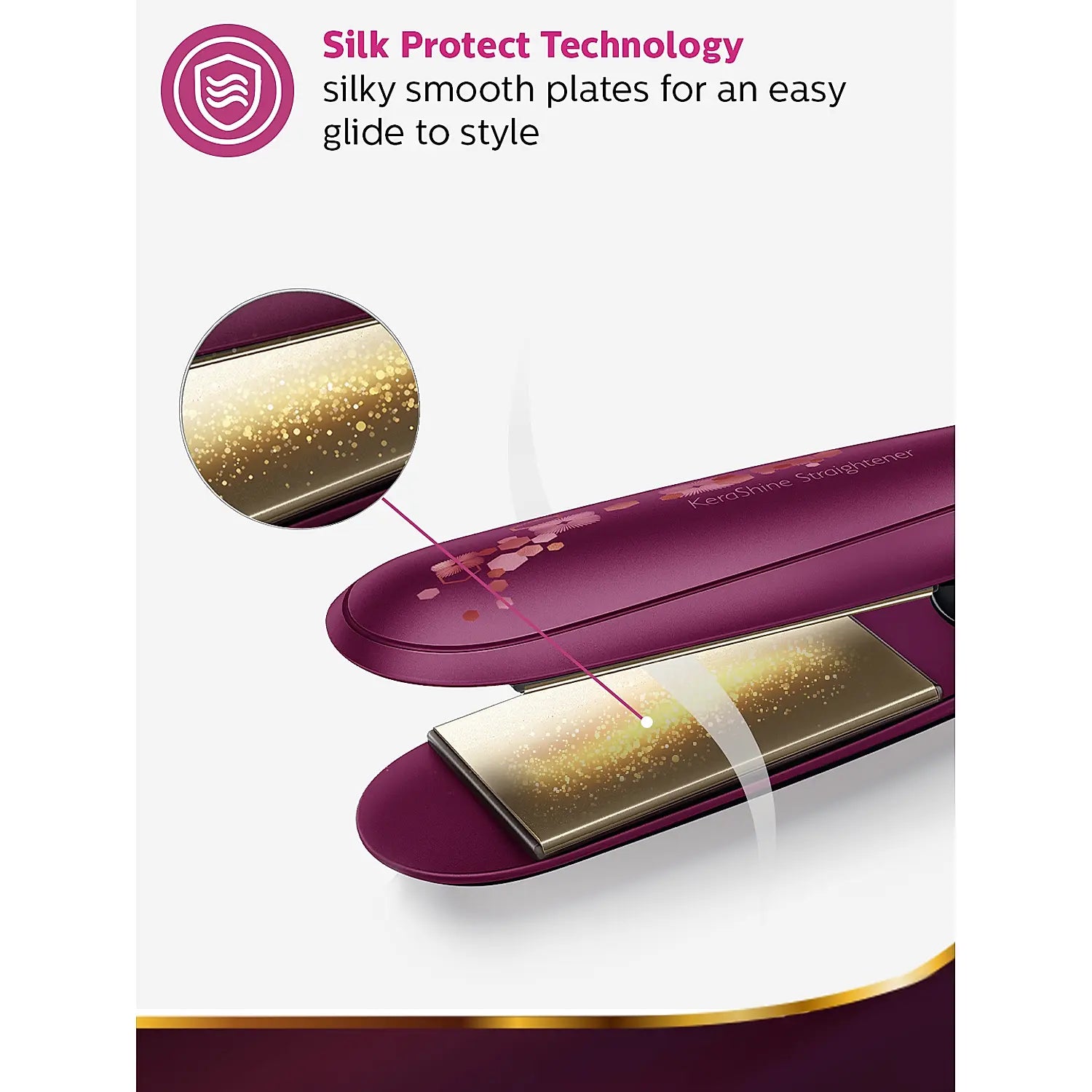 Hair Straightener Philips Kerashine Titanium Wide Plate | Silkprotect Technology | BHS738/00