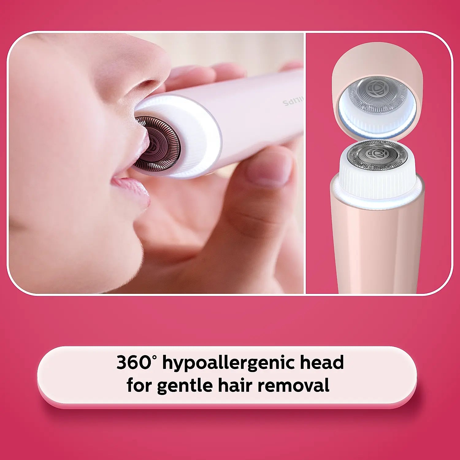 Hair Remover Philips Facial Hair Remover | Wide Hypoallergenic Head for Gentle Experience at Home | Full Circle LED Light | BRR454/00