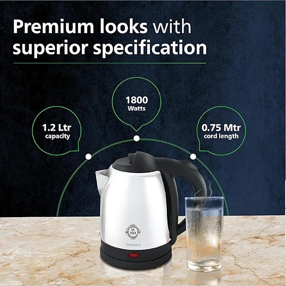 Kettle Philips 1.5 L with 25% thicker body for longer life and triple safe auto cut off - HD9373/00