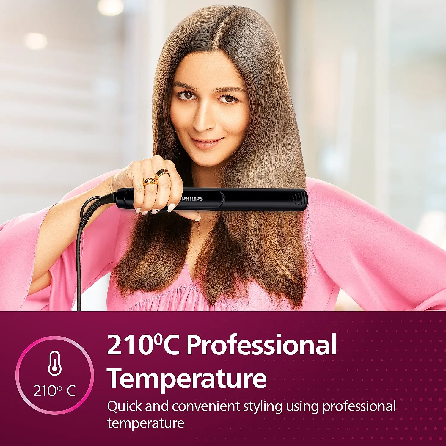 Hair Straightener Philips Minimized Heat Damage with SilkPro Care I Ceramic Coated Plates HP8303/06