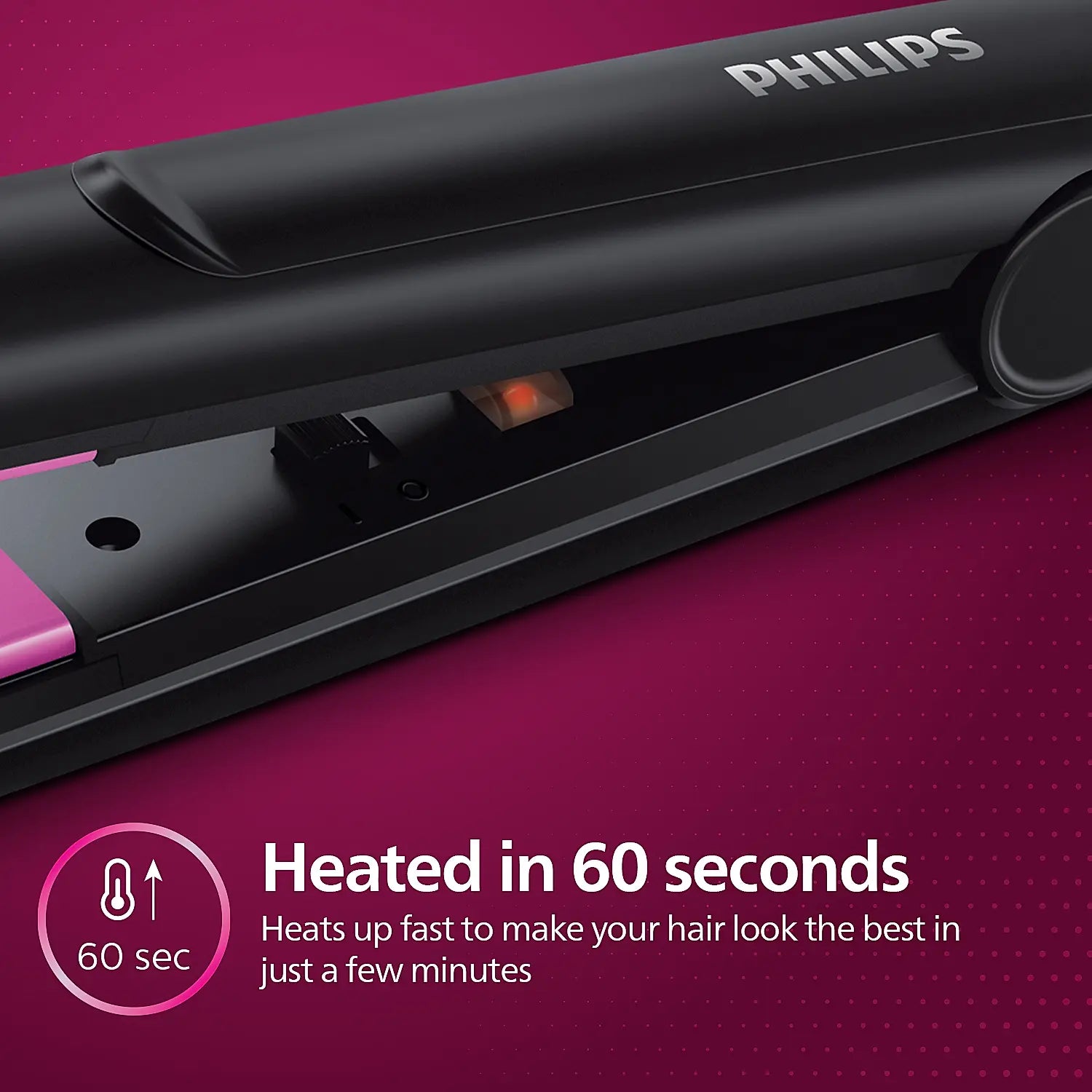 Hair Straightener Philips Minimized Heat Damage with SilkPro Care I Ceramic Coated Plates HP8303/06