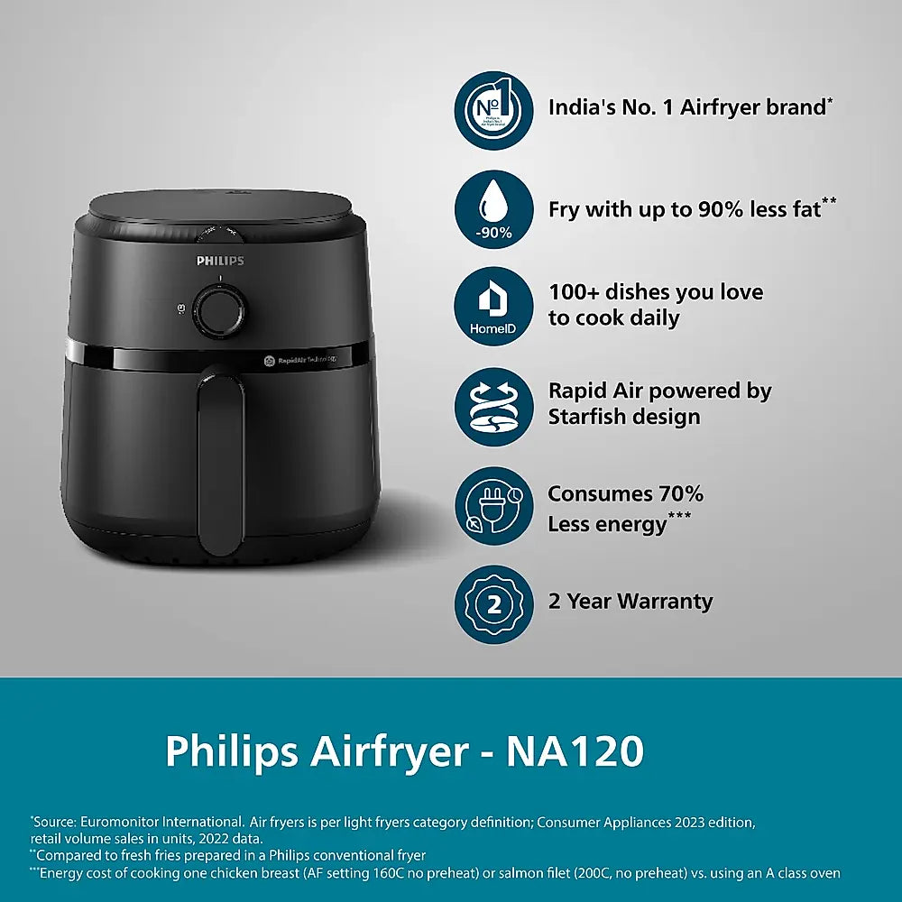 Airfryer Philips 4.2 Litre Airfryer with Rapid Air Technology - NA120/00