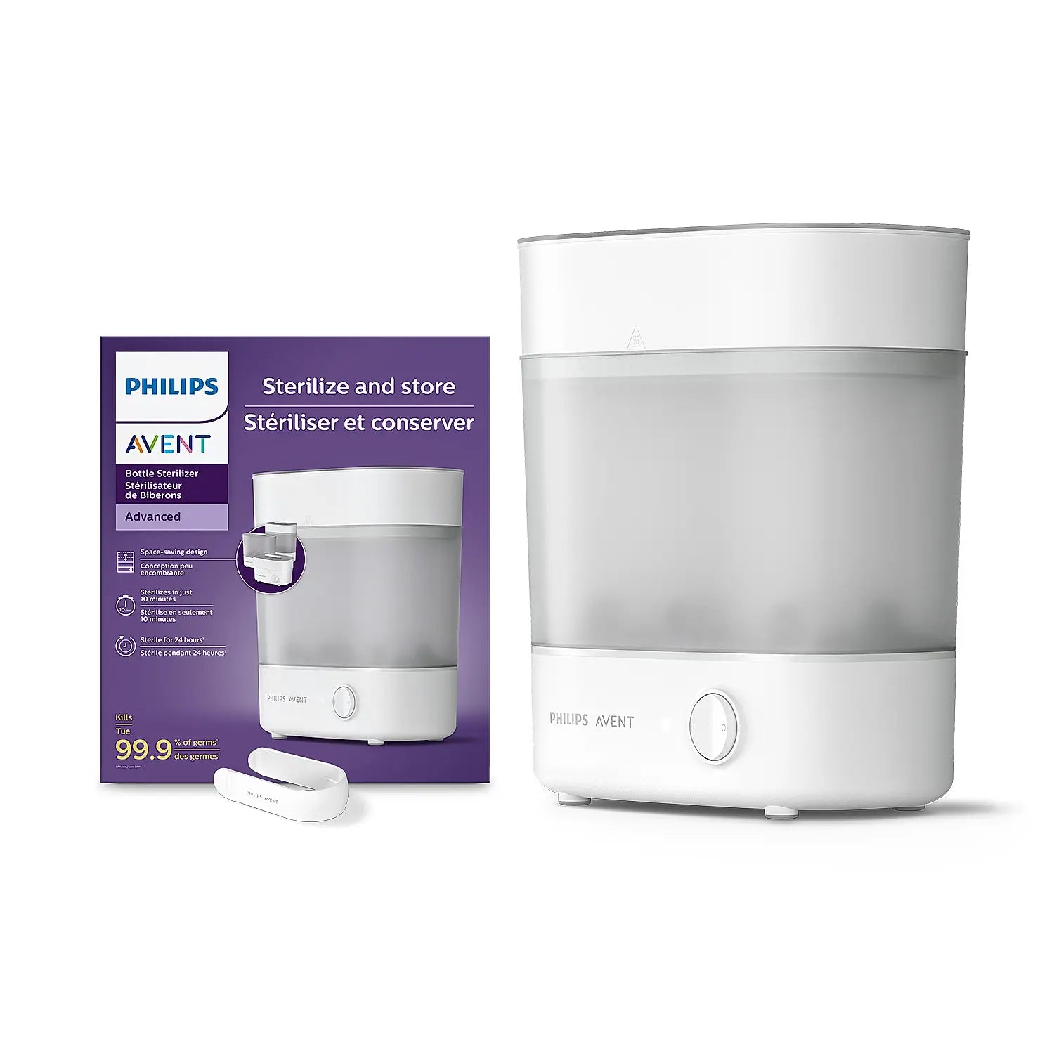 Avent Bottle Sterilizer | Kills 99% Germs & Bacteria | 10 Mins Cycle | 6 Bottle Capacity | SCF291/00