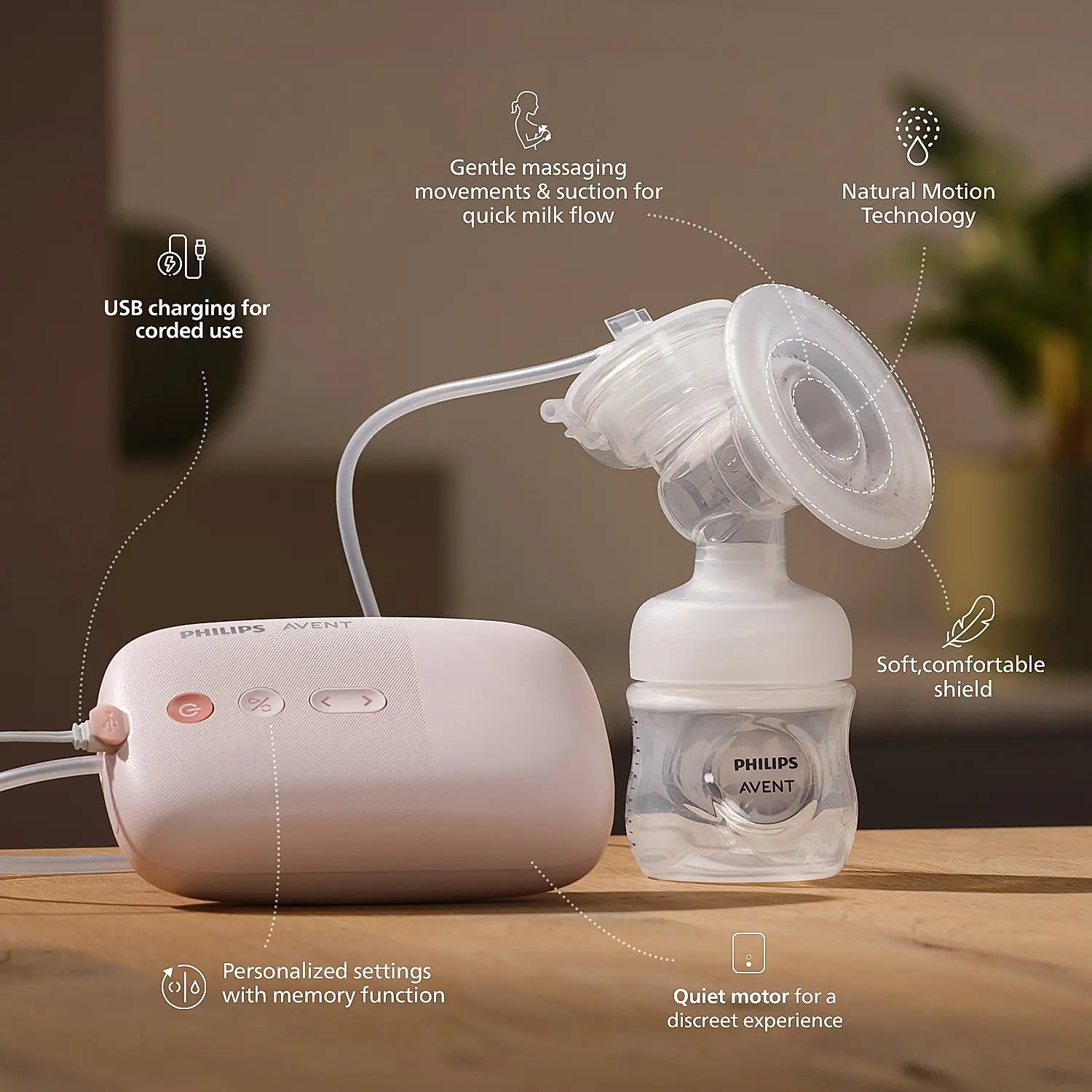 Avent Electric Single Breast Pump | Natural Motion Technology | Adaptable to 99.9% Nipple sizes | SCF395/11