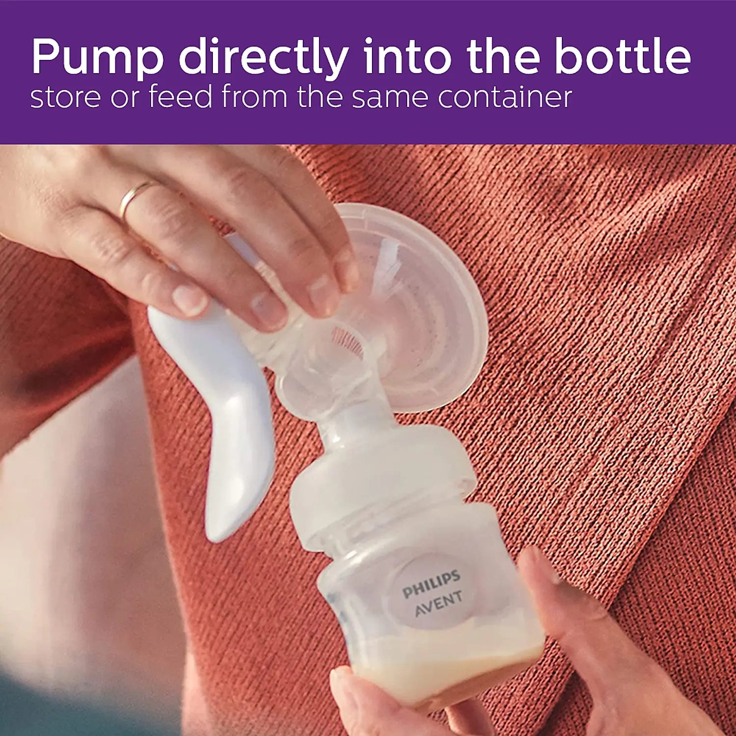 Avent Manual Breast Pump | Soft cushion adapts to all sizes | Combines suction and Nipple stimulation | SCF430/01