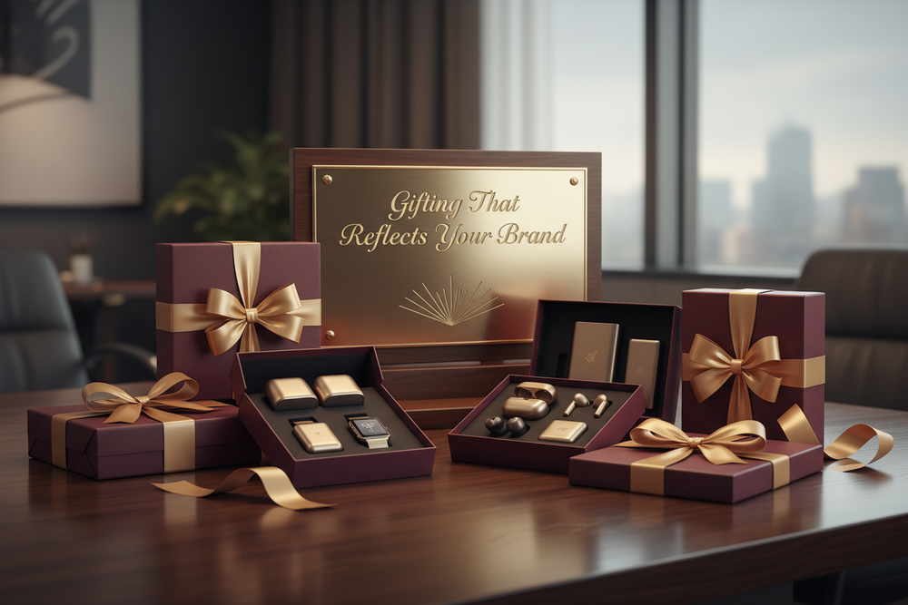 Create Image of corporate gifting & written on it gifting that reflects your brand